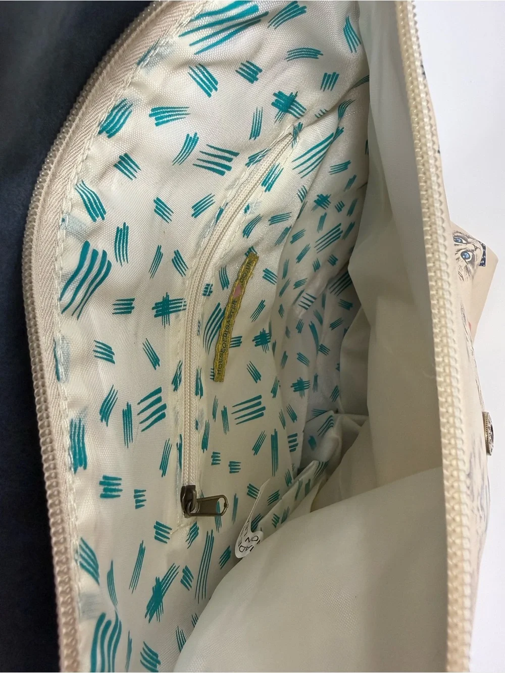 Cat Pattern Navy & Cream Cosmetics Toiletries Bag with Kitten Design